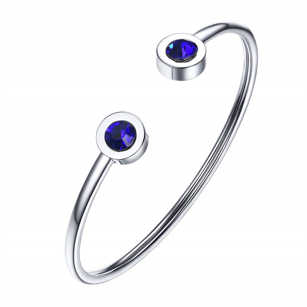 Pulsera minimalista geométrica de acero inoxidable con piedra de nacimiento de diciembre para mujer