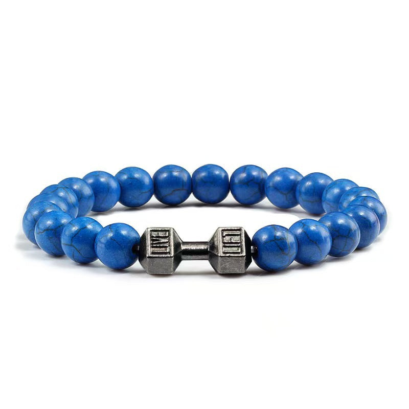 Fashion Matte Plated Alloy Beaded Bracelet Unisex Elastic Yoga Energy Bangle