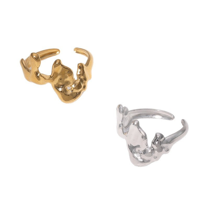 Anello Aperto Geometrico Minimalista Gioielli da Donna in Acciaio Inossidabile Placcato Oro 18K