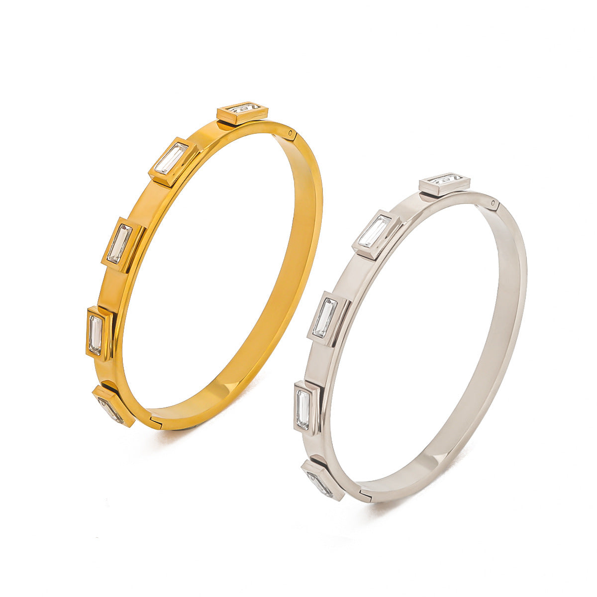 Bracciale da donna irregolare con zirconi, placcato oro 18 carati in acciaio inossidabile, stile vintage francese di lusso leggero