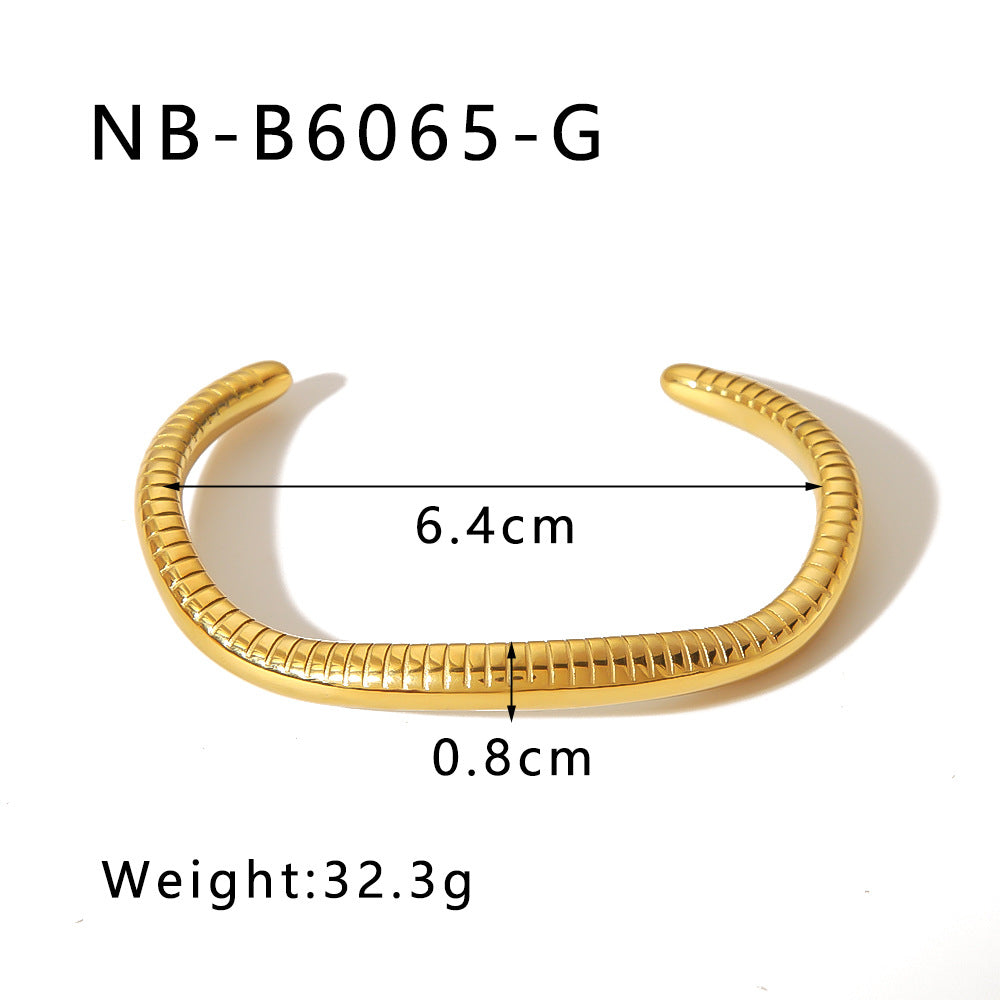 Ins Style Asymmetrical Heart Geometric Stainless Steel Bracelet with 18K Gold Plating for Women