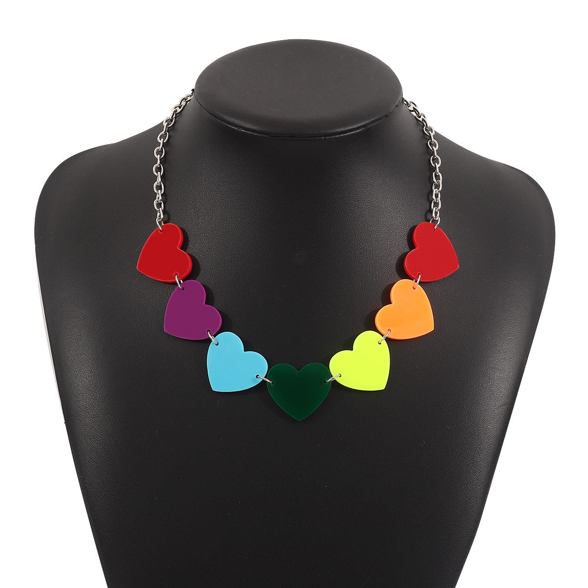 Dulce collar de acrílico con forma geométrica minimalista, colgantes de estrella y corazón, acabado galvanizado, delicada cadena para la clavícula para mujer
