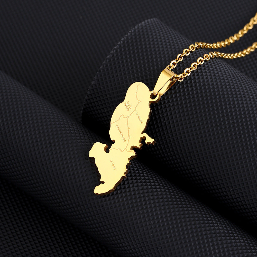 Collar con Colgante Geométrico de Estilo Étnico para Parejas, de Acero Inoxidable con Colgante de Acero de Titanio y Cadena O con Acabado Galvanizado