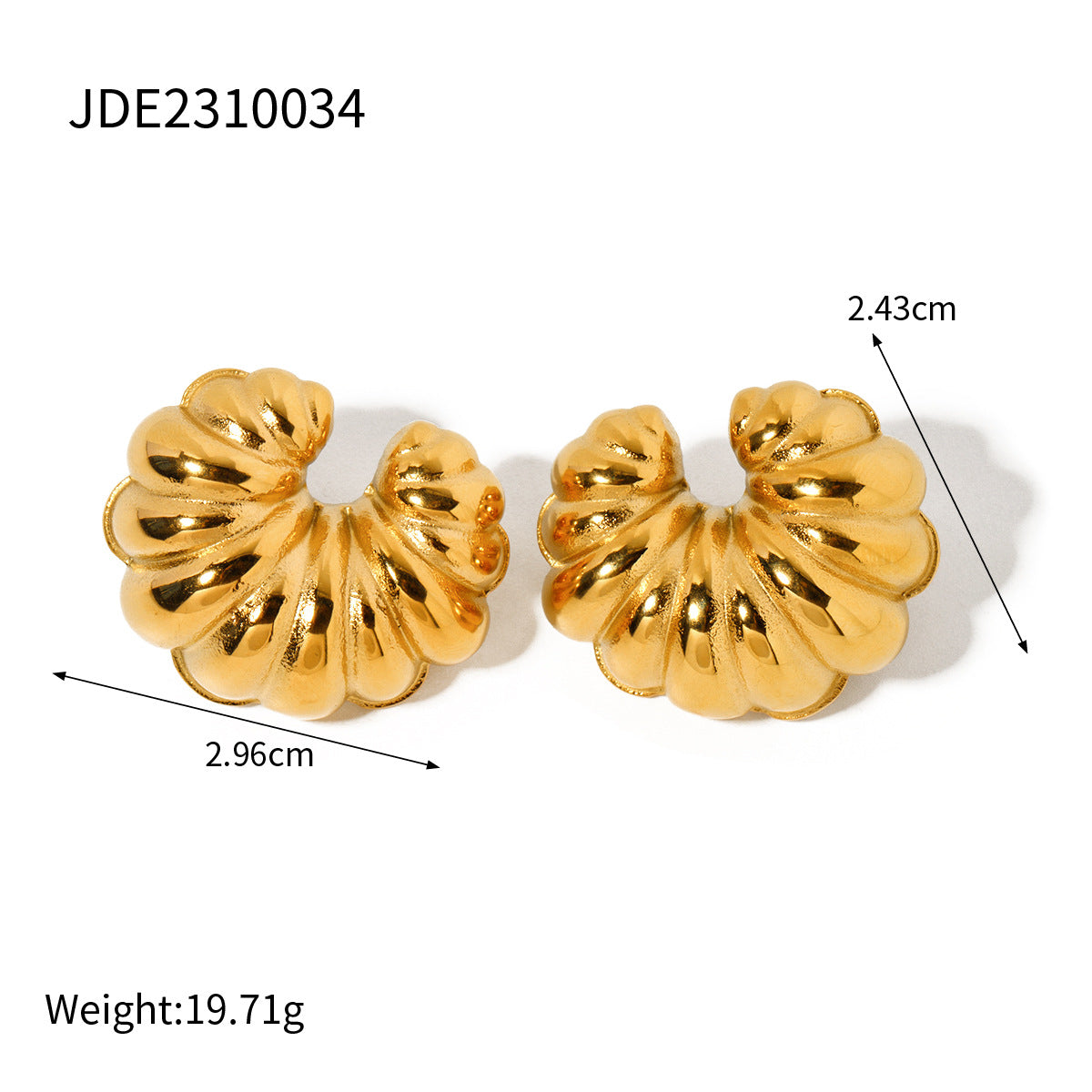 Fashionable Personalized 18K Gold Plated Stainless Steel Geometric Hoop Earrings for Women