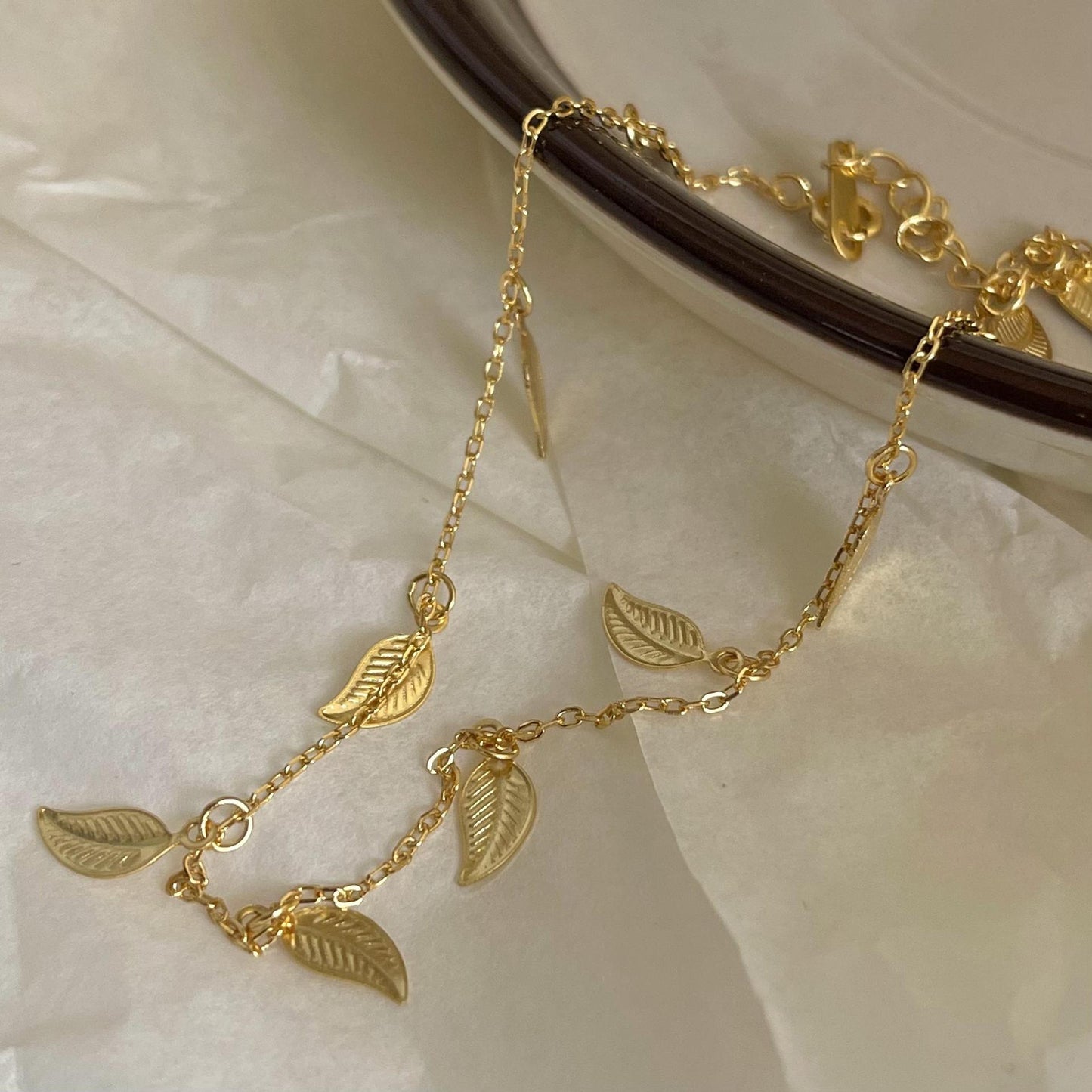 Minimalist 925 Sterling Silver Leaf Star Anklet for Women