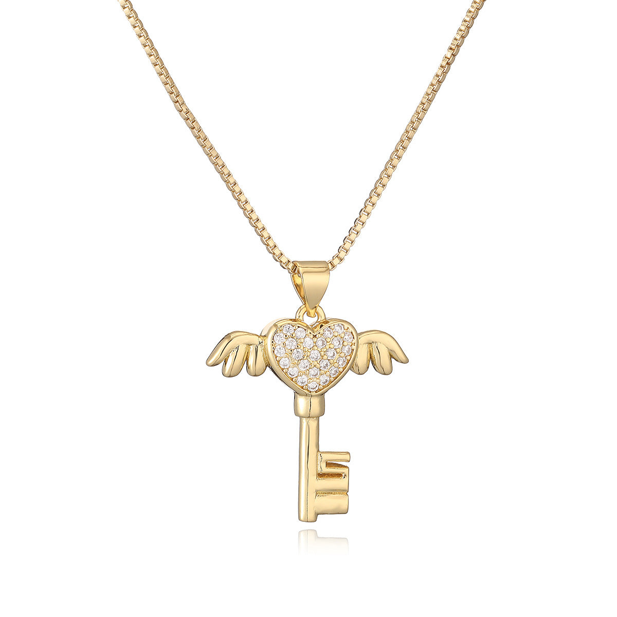 Collana con Ciondolo a Cuore Minimalista in Rame con Intarsio di Zirconi per Donna
