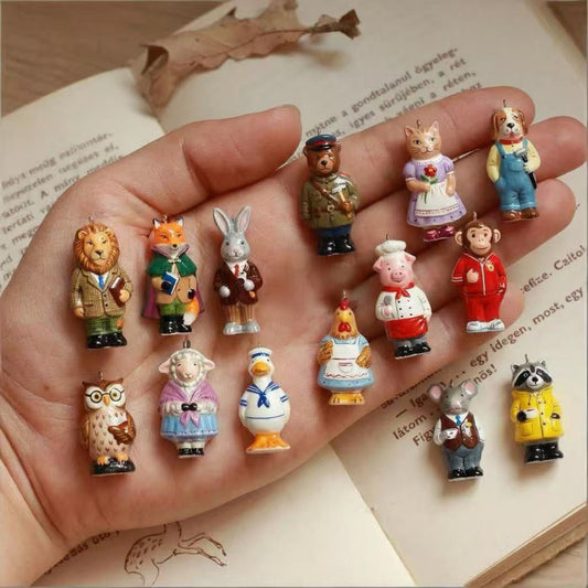 Elegante colgante de barra con dije de acero titanio chapado con animales de dibujos animados
