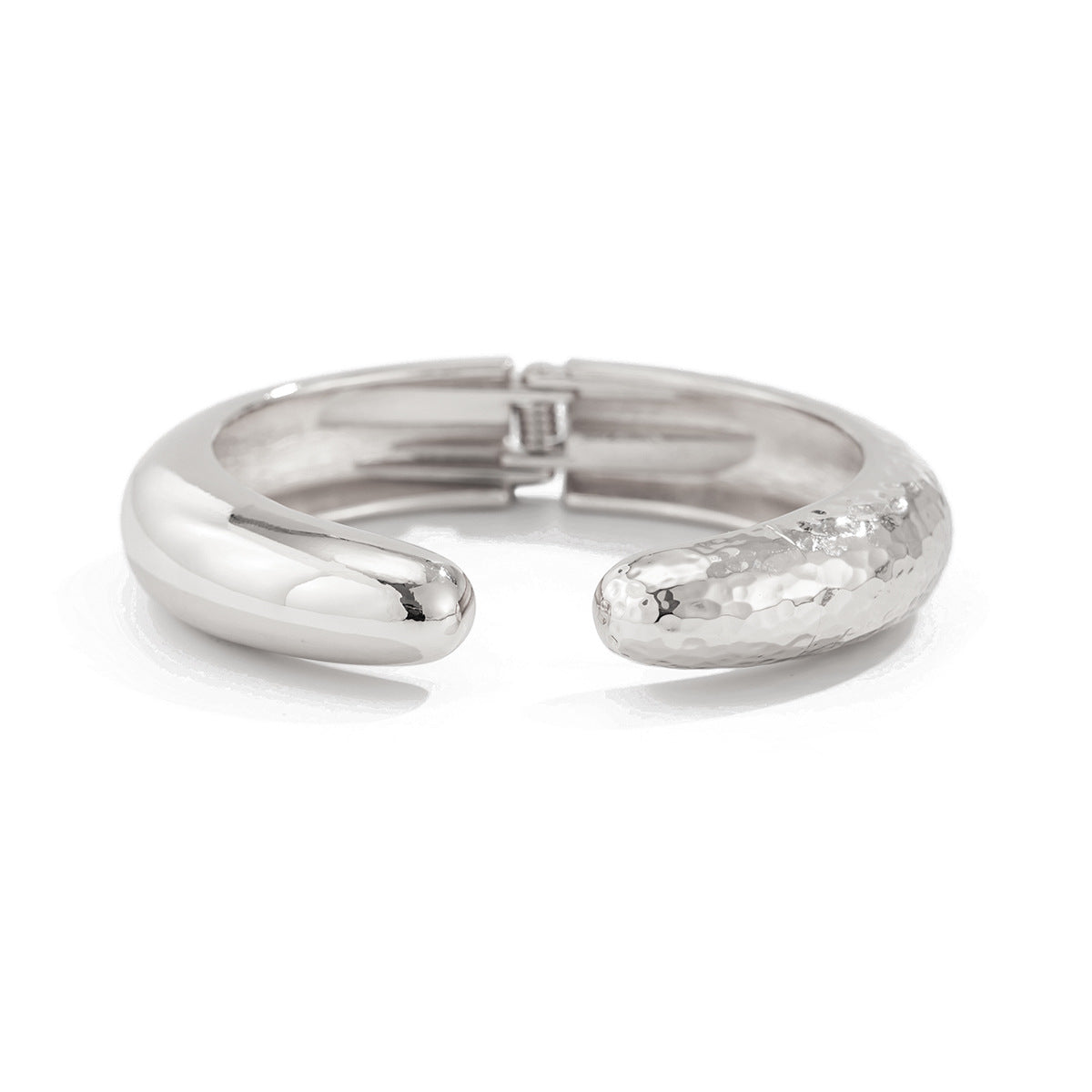 Exaggerated Geometric Zinc Alloy Plated Hammered Wide Cuff Bracelet