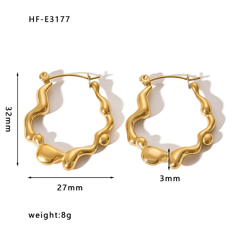 Orecchini a cerchio geometrici minimalisti in acciaio inossidabile placcato oro 18 carati da donna