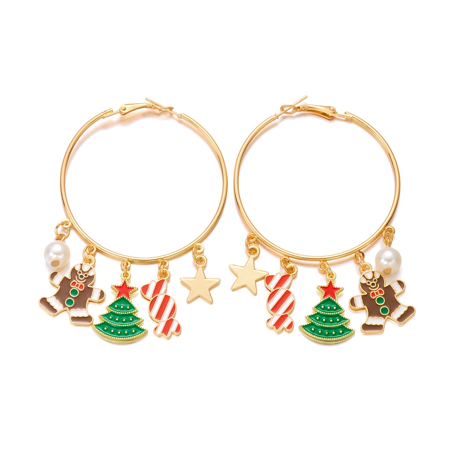 Set collana e orecchini a pendente con albero di Natale vintage a forma di fiocco di neve e Babbo Natale in lega di zinco con finitura placcata per donna