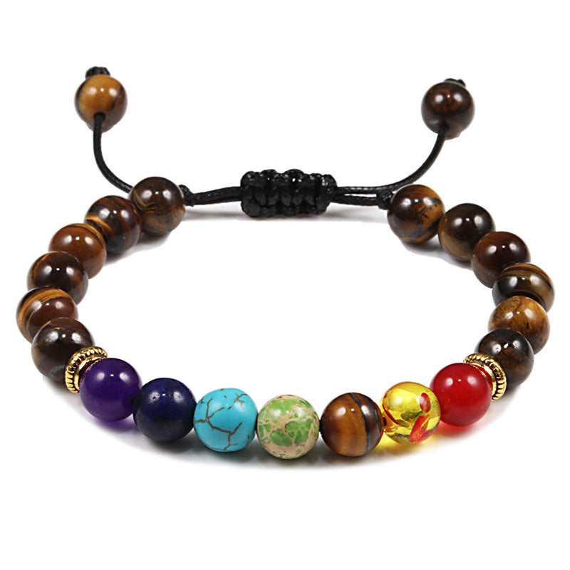 Bracciale regolabile unisex vintage bohémien rotondo geometrico in pietra vulcanica placcata