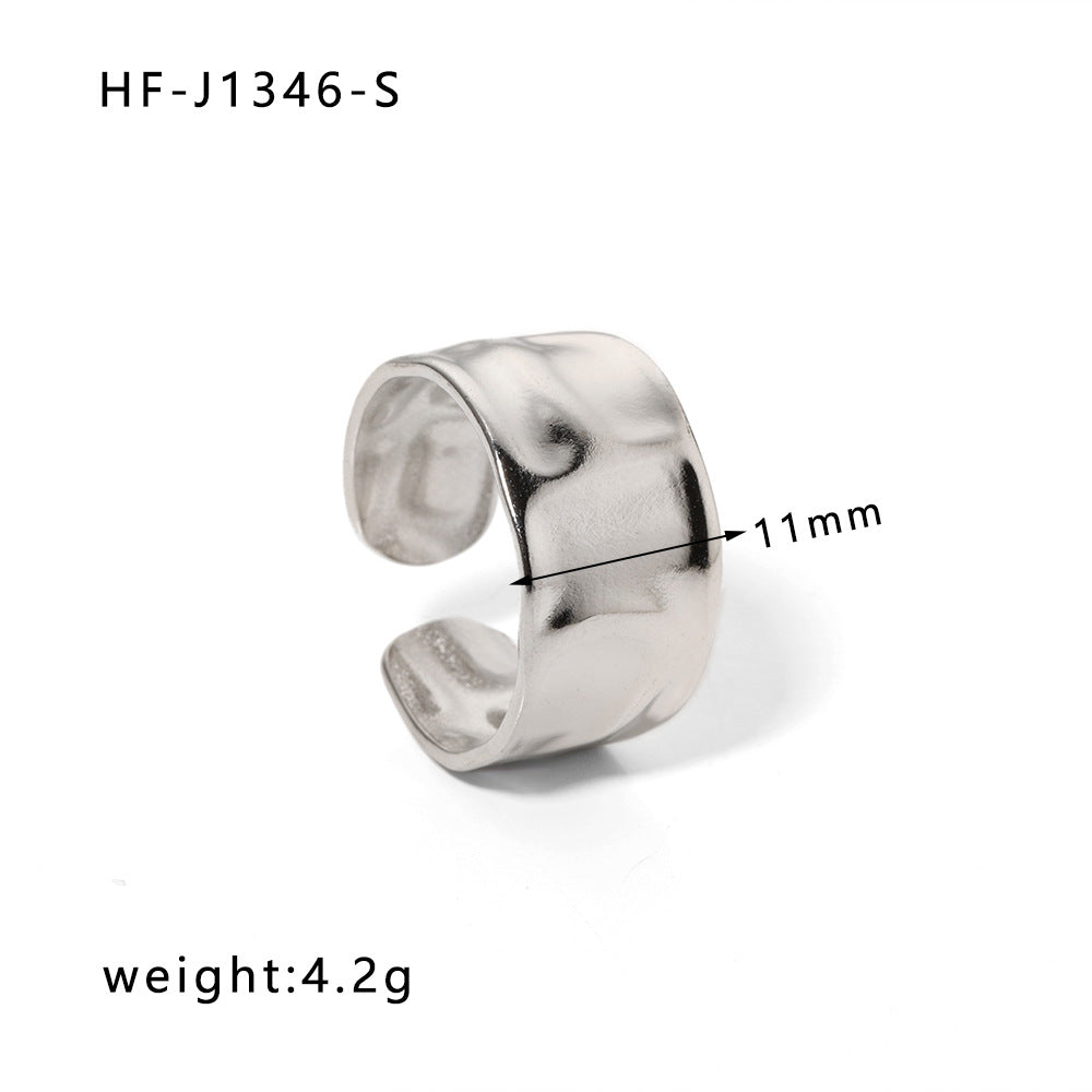 Anello da donna in acciaio inossidabile geometrico a forma di cuore, minimalista, con finitura placcata e design ispirato a una catena