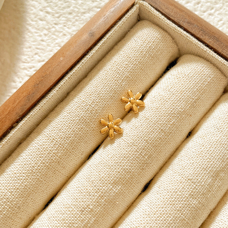 Sweet Star Brass Plated Stud Earrings for Women