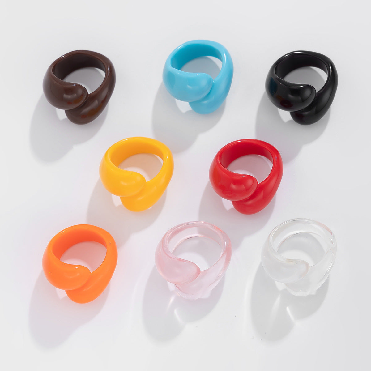 Anello in lega geometrico "Sweet-Edgy" con design a goccia colorato trasparente, fascia aperta regolabile, gioielli alla moda per donne