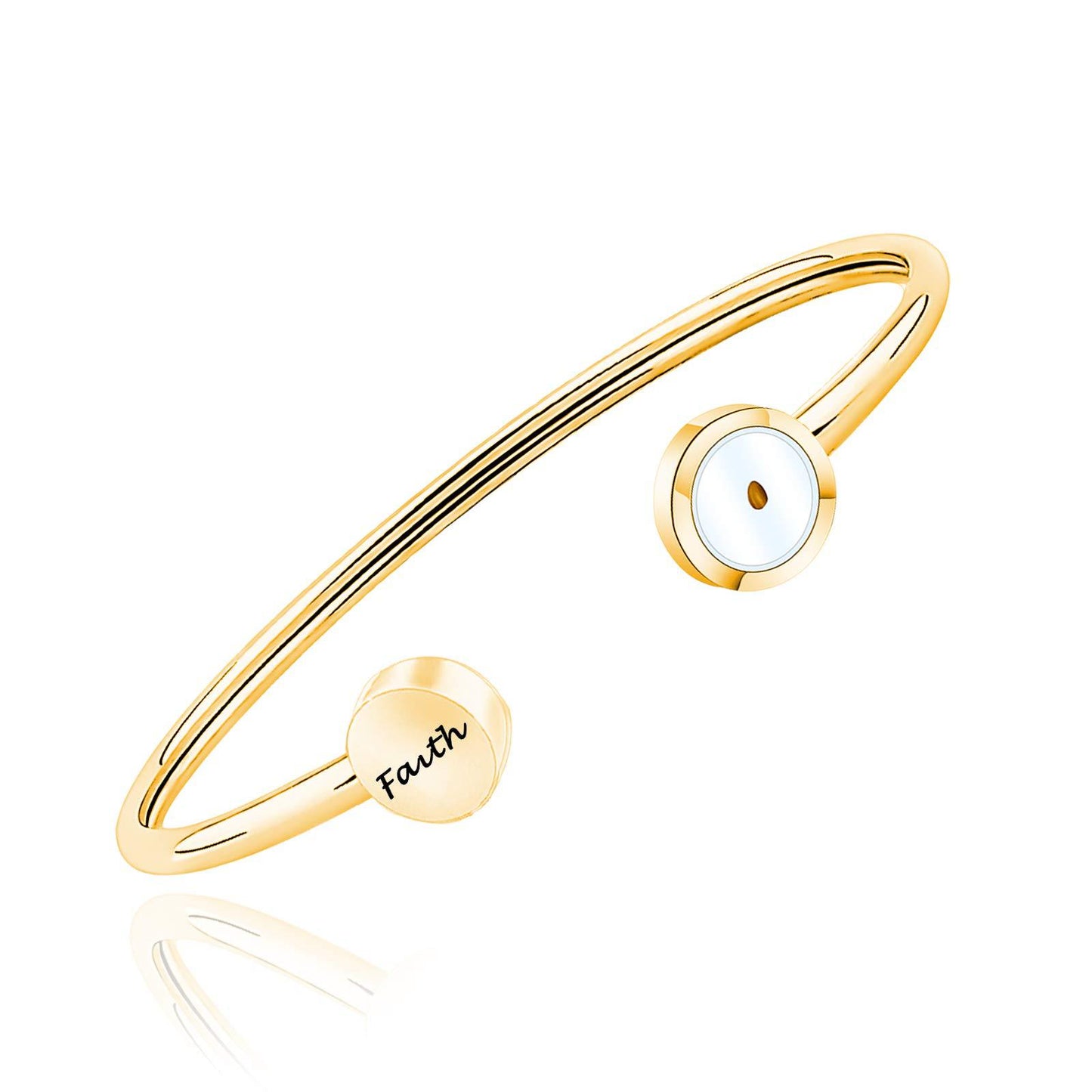 Minimalist Stainless Steel Polished Mustard Seed Open Bangle Bracelet Faith Jewelry