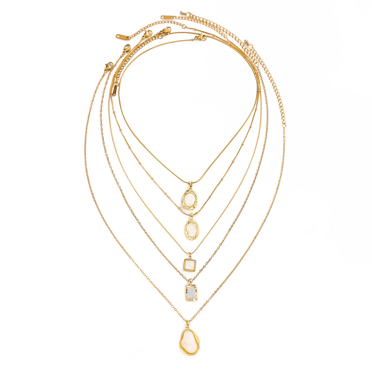 Minimalist Geometric Stainless Steel Plated Pendant Necklace Fine Chain Layered Clavicle Chain for Women