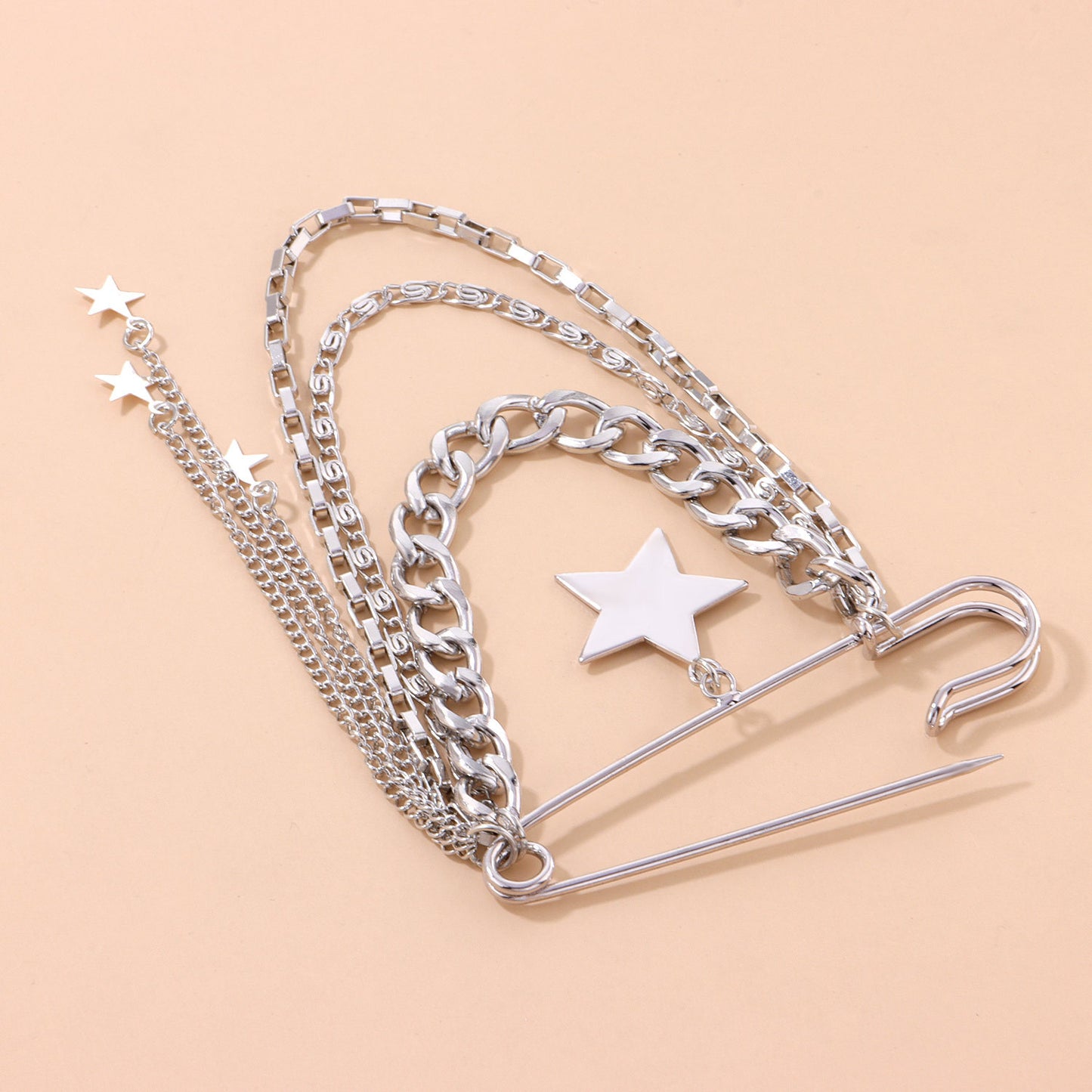 Hiphop Star-Shaped Brooch for Women Men Unisex Alloy Plated Geometric Design Fashion Jewelry Accessory