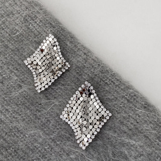 Pendientes de Rombo Geométricos Minimalistas en Cobre Bañado en Oro con Postes de Acero Inoxidable