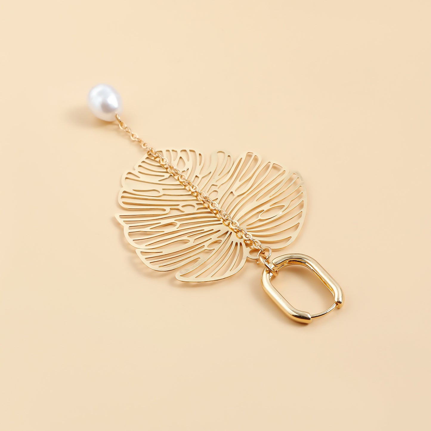 Pendientes de Borla de Estilo Retro Francés con Motivo de Hoja en Aleación de Zinc con Acabado Galvanizado para Mujer