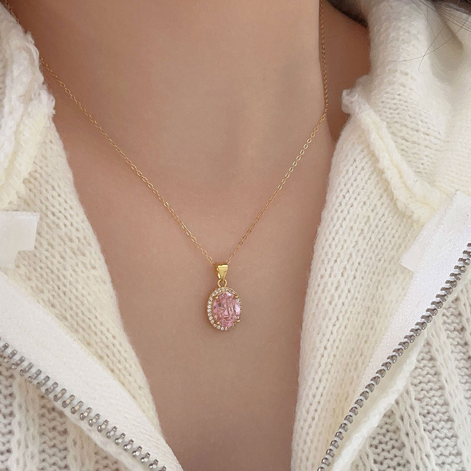 Minimalist Sweet 925 Sterling Silver Gold Plated Cubic Zirconia Necklace