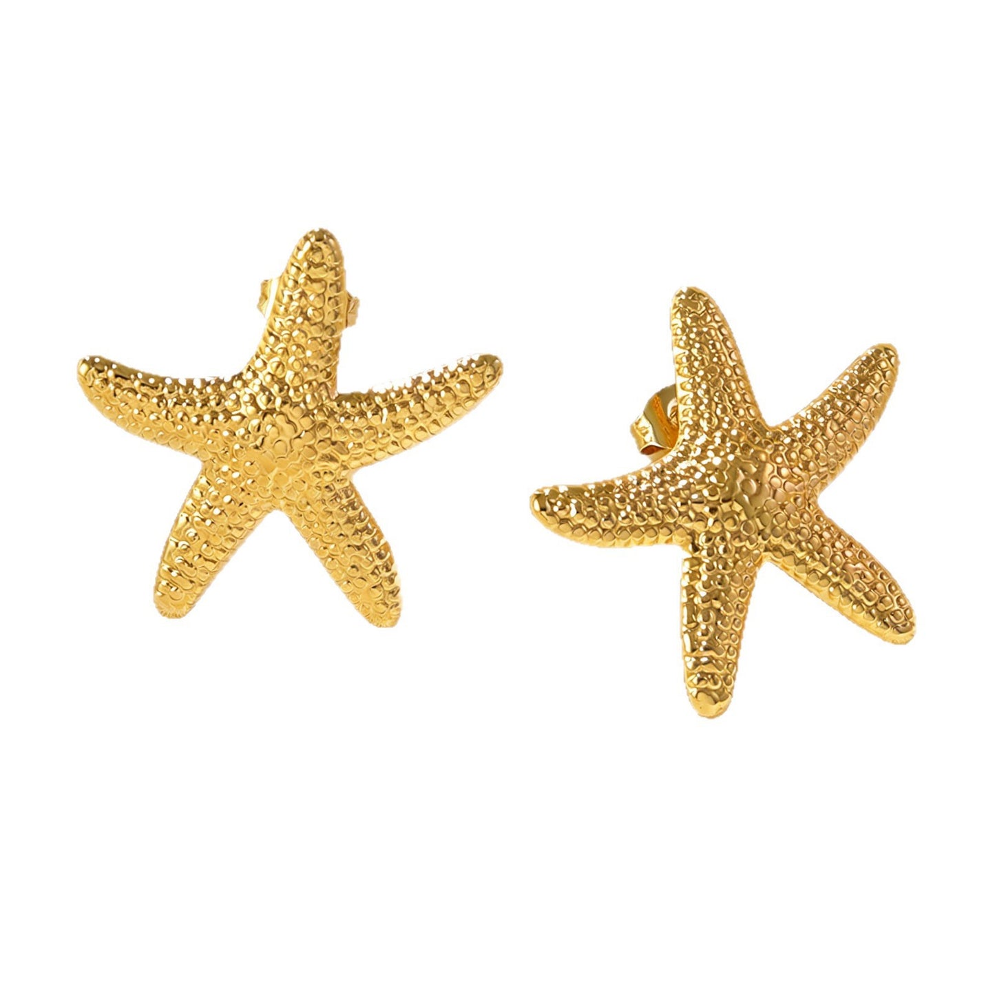 Elegant Stainless Steel Starfish Shell Pearl Stud Earrings for Women
