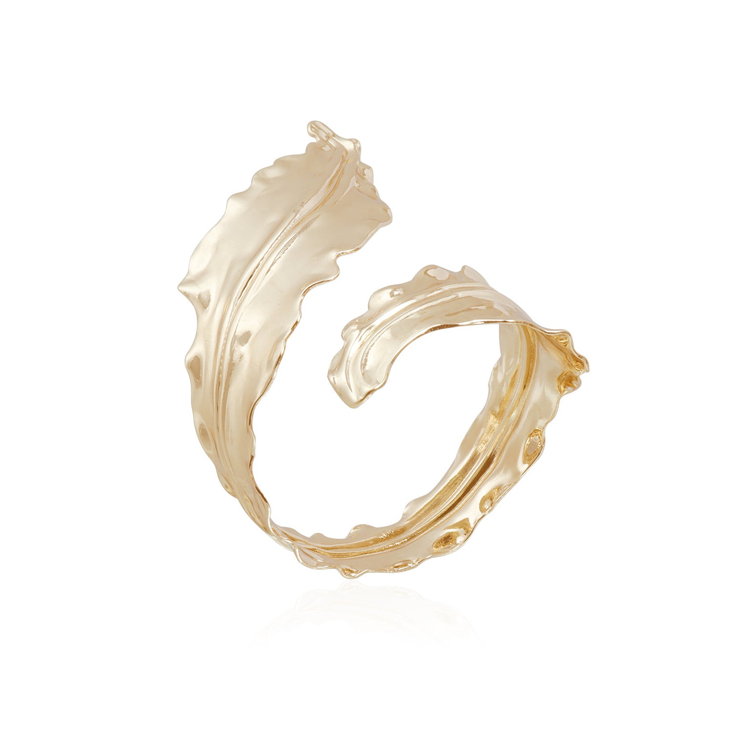 Vintage Bohemian Leaf Shaped Plated Alloy Adjustable Open Cuff Bracelet and Ring Set