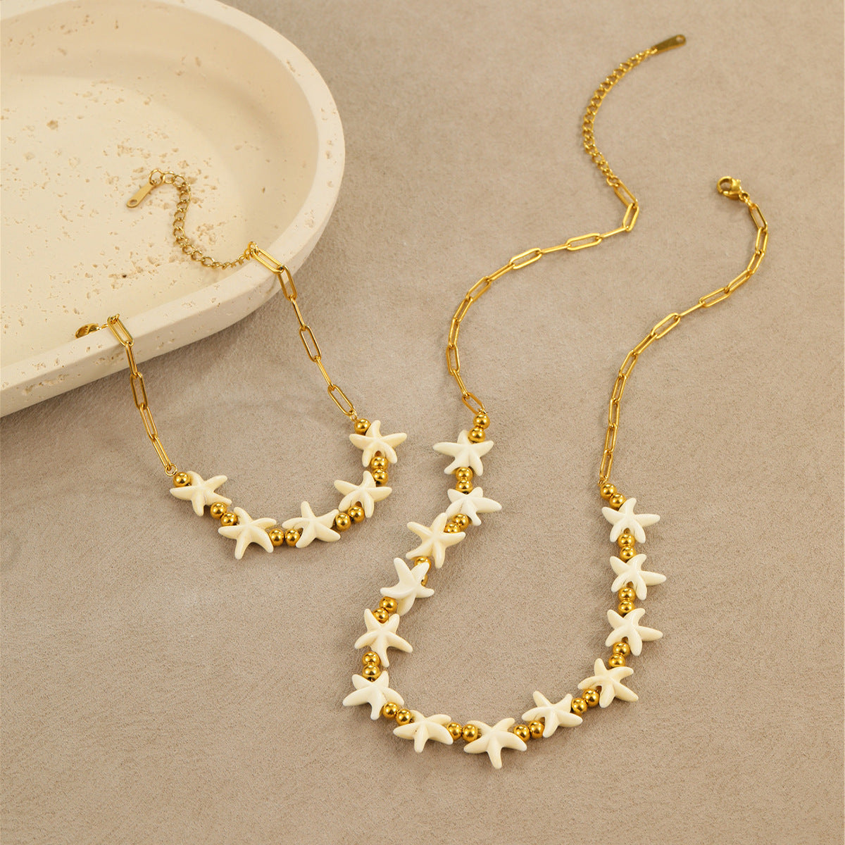Collana con Ciondolo Geometrico a Stella in Acciaio Inossidabile, con Finitura Placcata, alla Moda, per Donne, Tema Spiaggia e Oceano, Gioiello Estivo