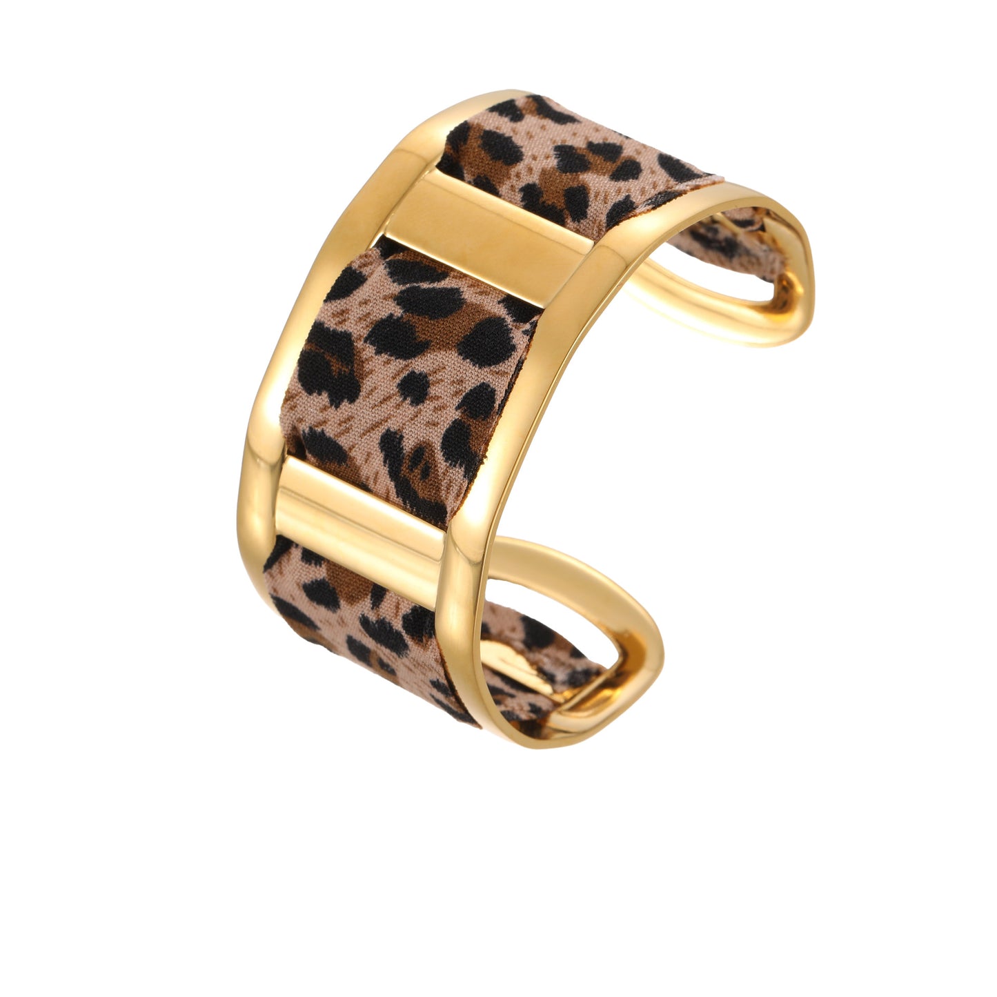 Fashionable Geometric Stainless Steel Bracelet with 18K Gold Plating Wide Cuff Statement Bracelet for Women