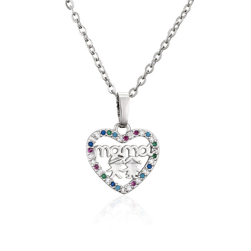 Heart Geometric Brass Pendant Necklace Cable Chain for Women