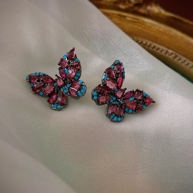 Vintage-Style Dripping Water Drop and Geometric Earrings in Alloy with Rhinestone Inlay for Women