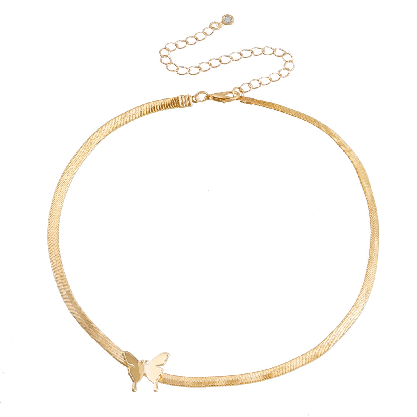 Minimalist Butterfly Pendant Necklace for Women with Gold-Plated Alloy Snake Chain and Geometric Design