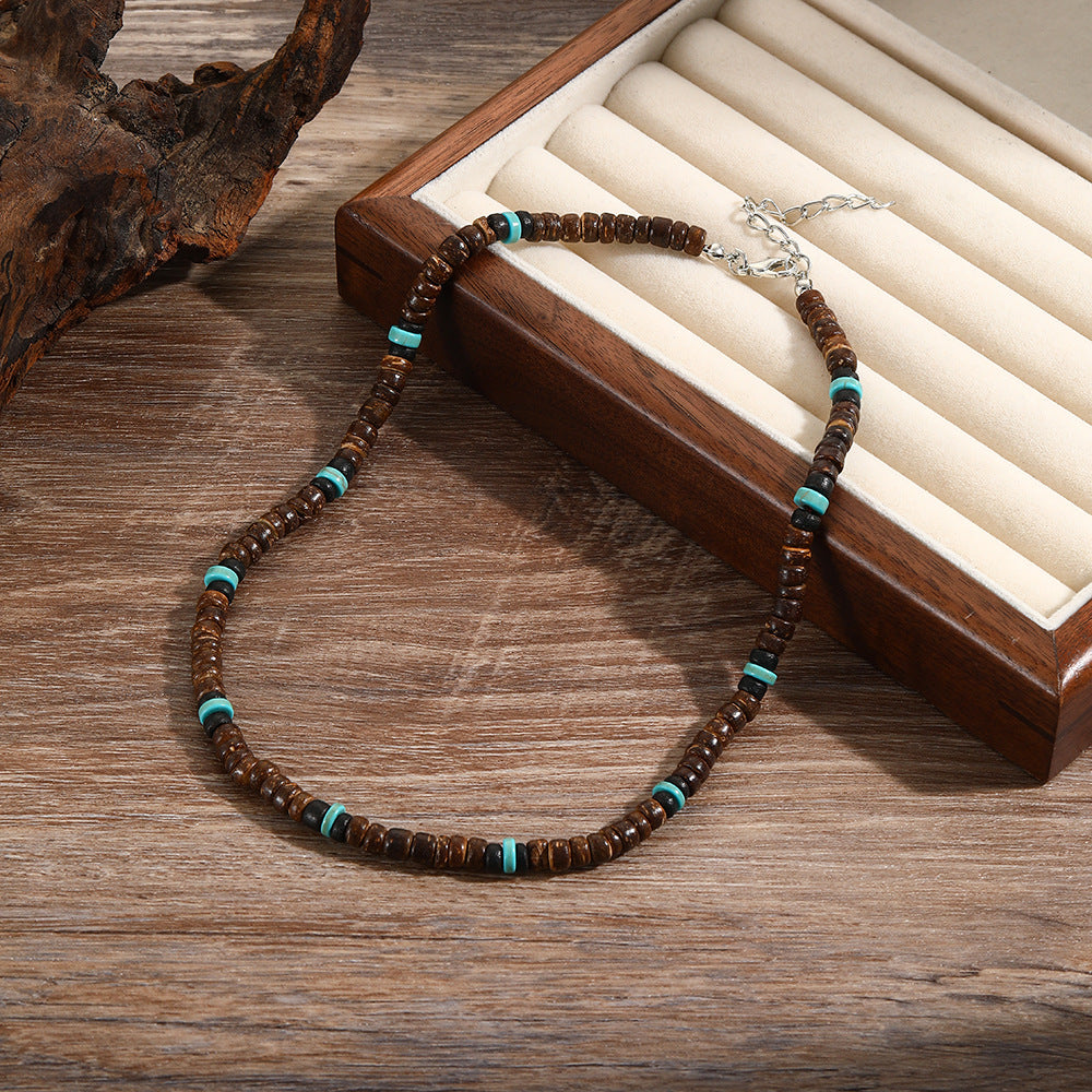 Hip-hop Geometric Round Agate Beaded Necklace with Cubic Zirconia Pendant for Unisex