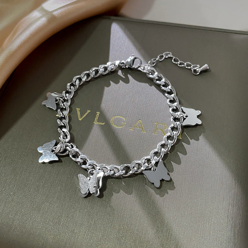Minimalist Hip-hop Butterfly Titanium Steel Bracelet for Women
