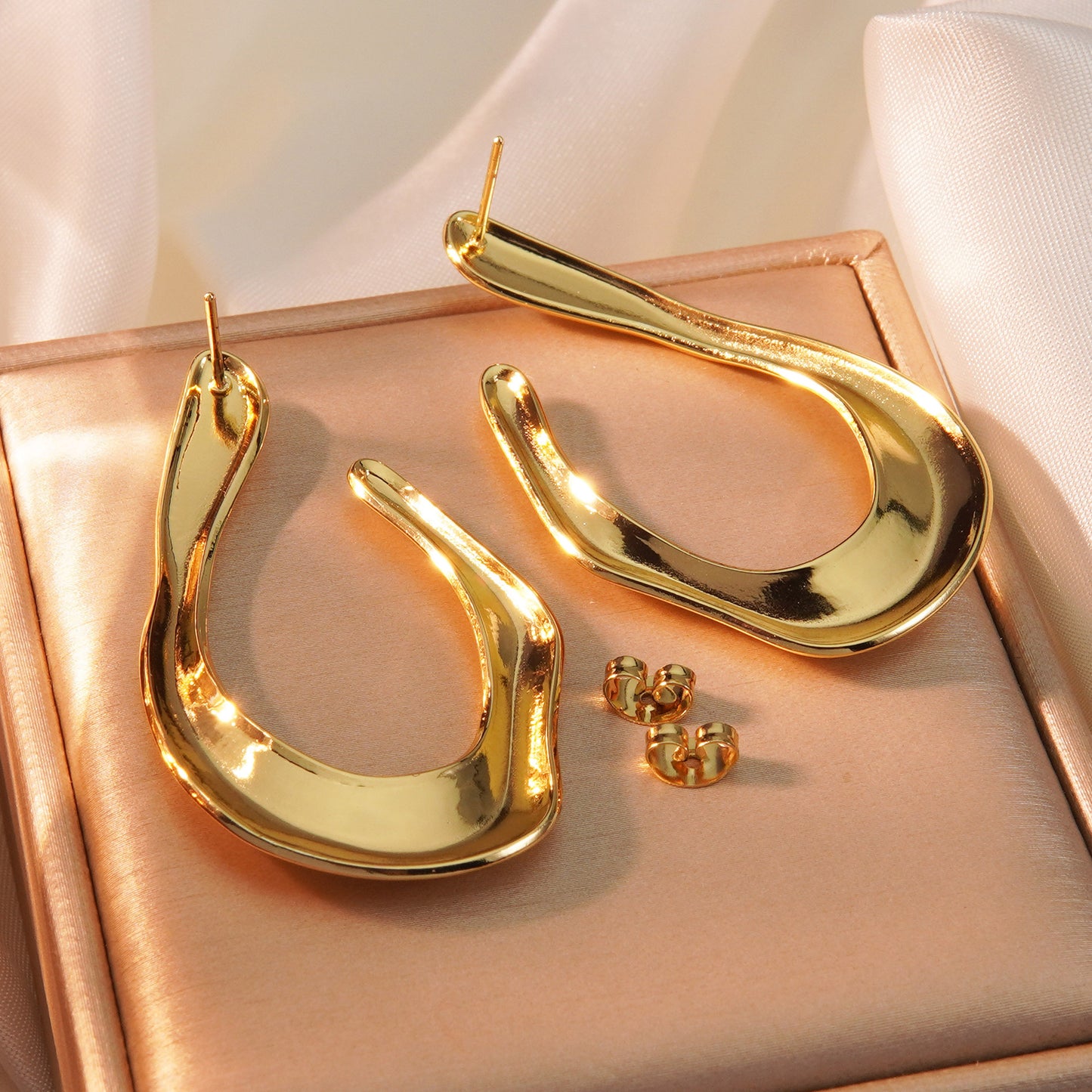 Vintage Luxury Geometric U-Shape Irregular Stamping Stainless Steel Earrings