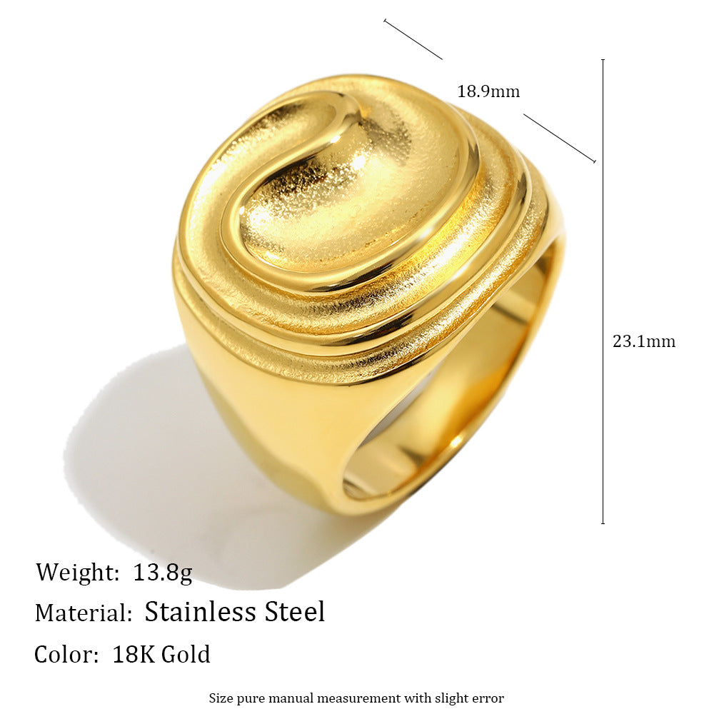 Anello da donna in acciaio inossidabile placcato oro 18 carati, dal design geometrico minimalista