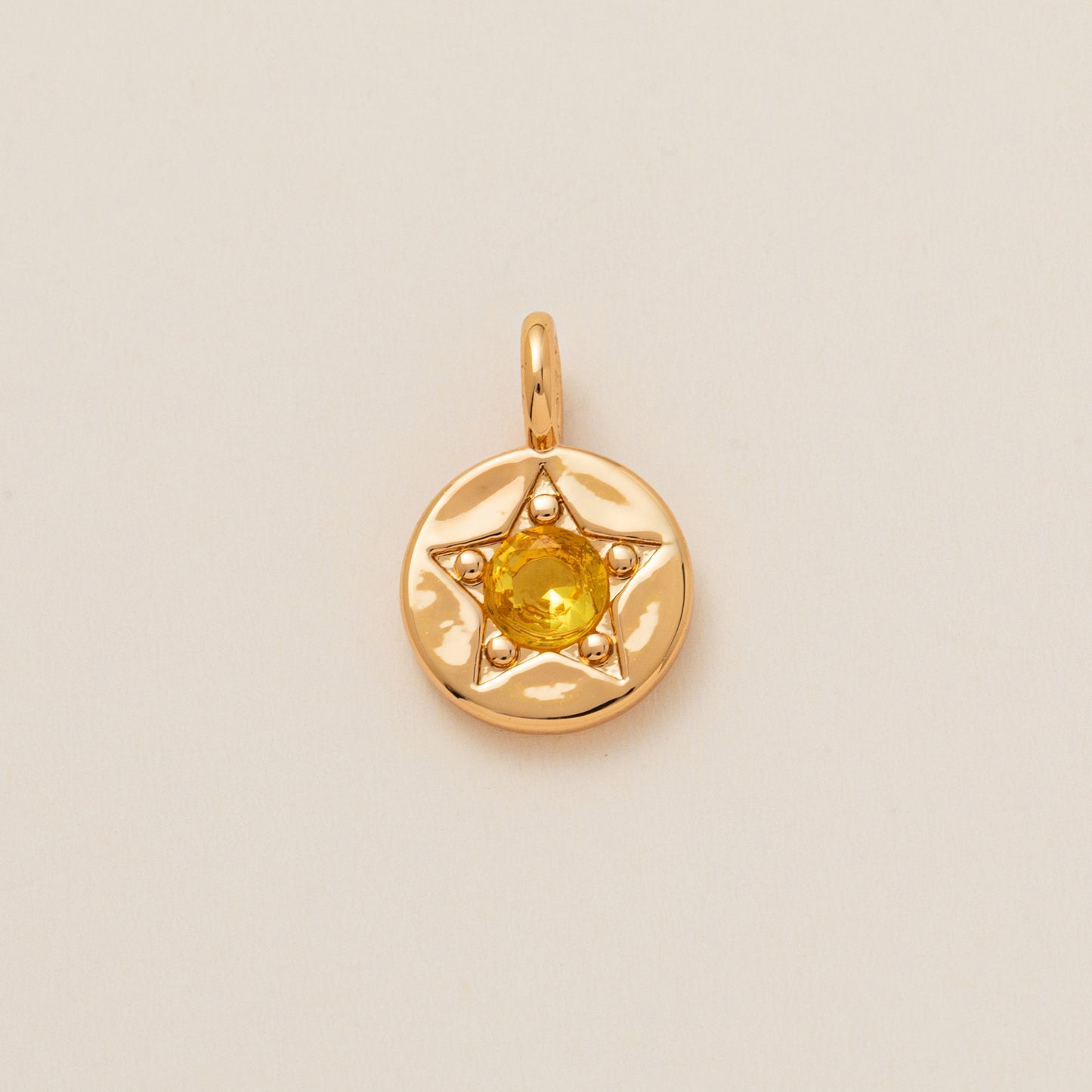 Colorful Cubic Zirconia Star Round Pendant Brass Plated Necklace Charm Bar for December Birthstone