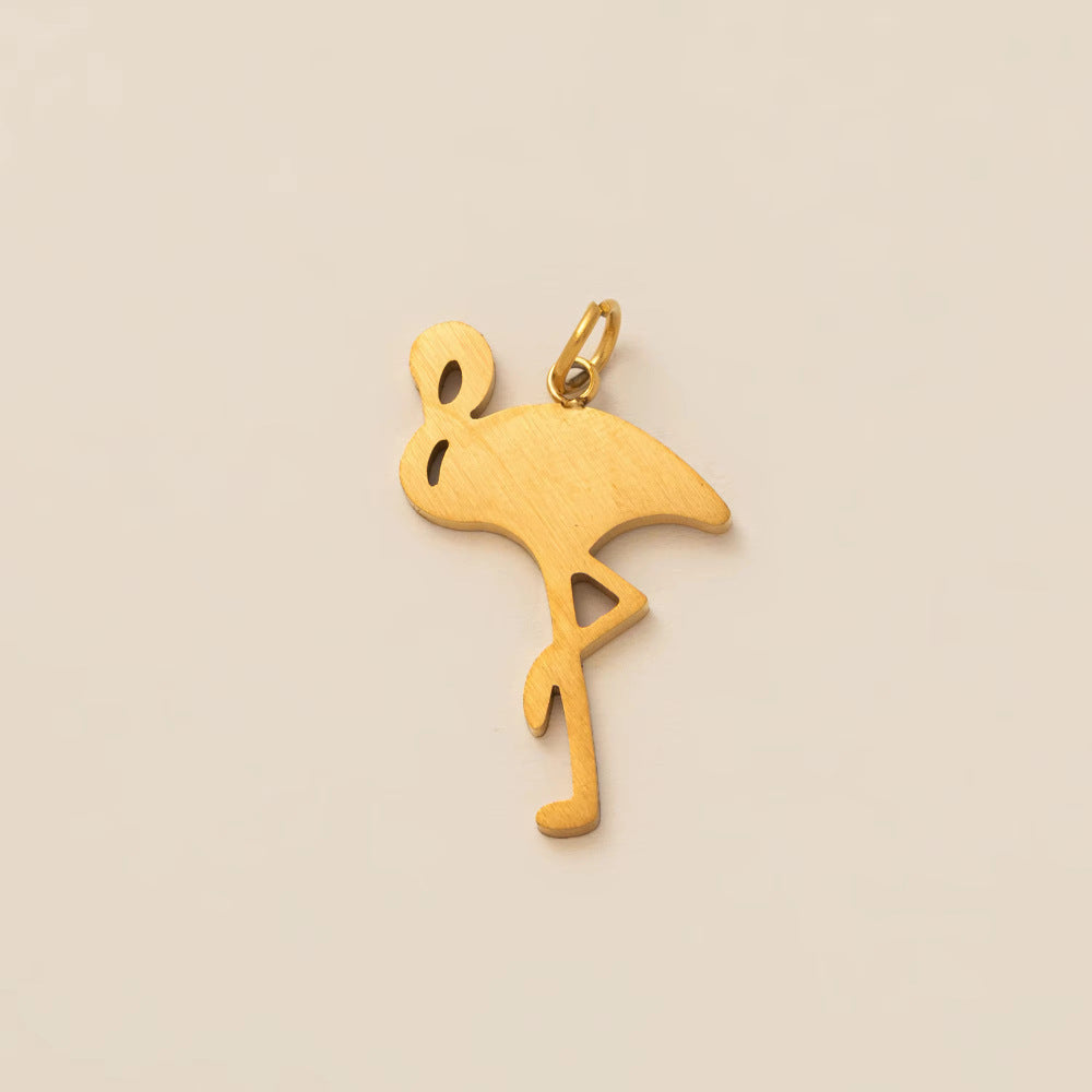 Vintage 18K Gold Plated Stainless Steel Animal Pendant Charm Bar for Women