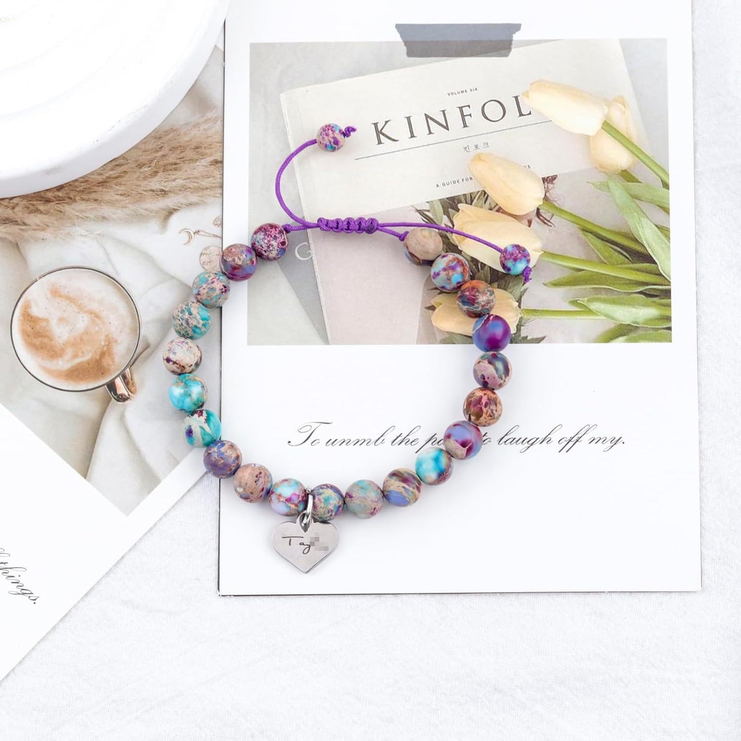 Elegant Agate Heart Letter Beaded Bracelet Set Unisex Fashion Jewelry