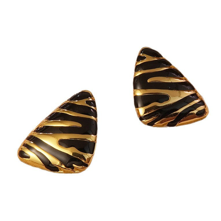 Elegant Drip Oil Triangle Geometric Stainless Steel Stud Earrings