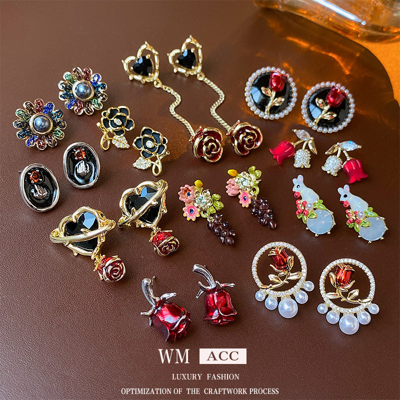 Sweet and Edgy Heart-Shaped Alloy Earrings with Gold Plating for Women