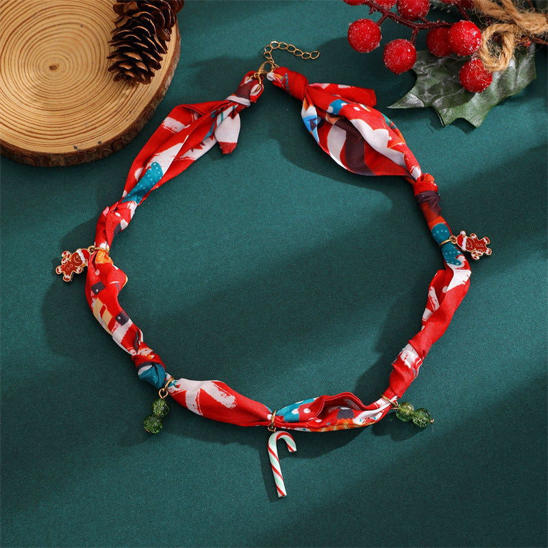 Casual Alloy Plated Christmas Tree and Reindeer Pendant Necklace for Women