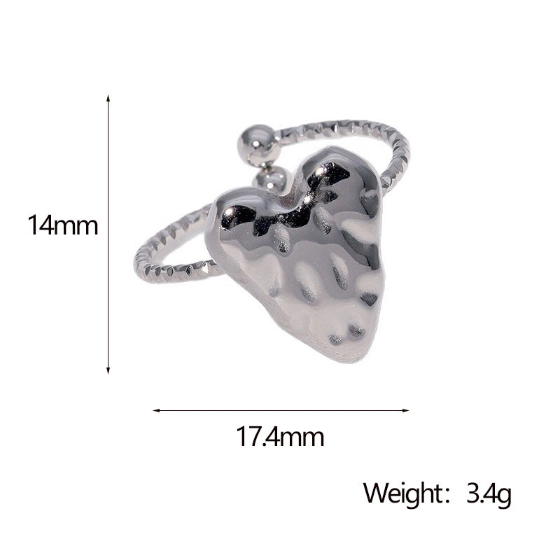 Fashion Minimalist 18K Gold Plated Heart Shape Stainless Steel Ring for Women