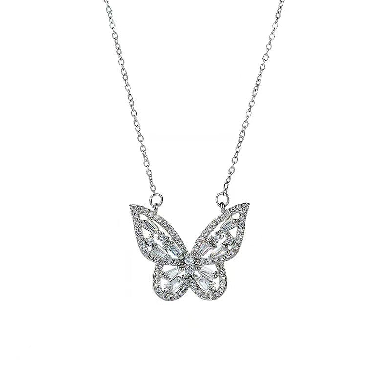 Minimalist Butterfly Pendant Necklace for Women Titanium Steel Plated Delicate Clavicle Chain with Irregular Design