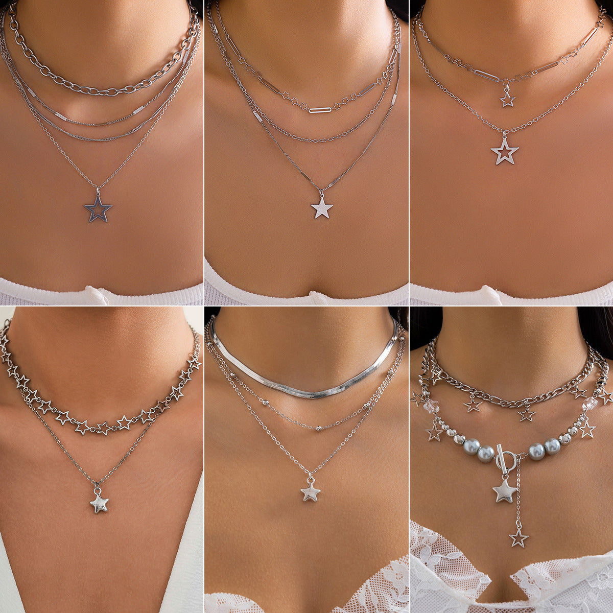 Set collana Stella Dolce e Fredda in lega di zinco con finitura placcata, pendente geometrico su catena delicata per donna