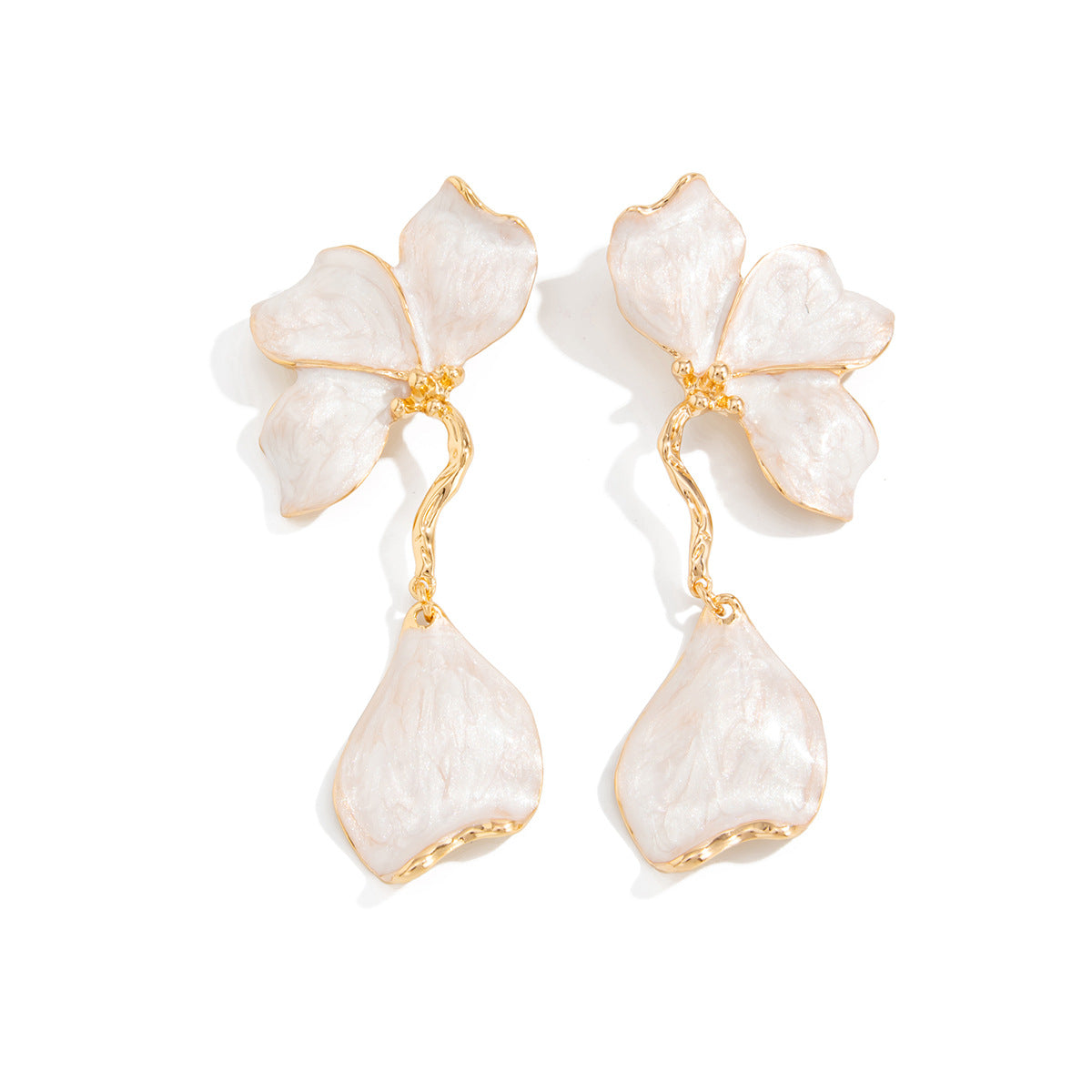Vintage Drip Oil Floral Alloy Earrings for Women