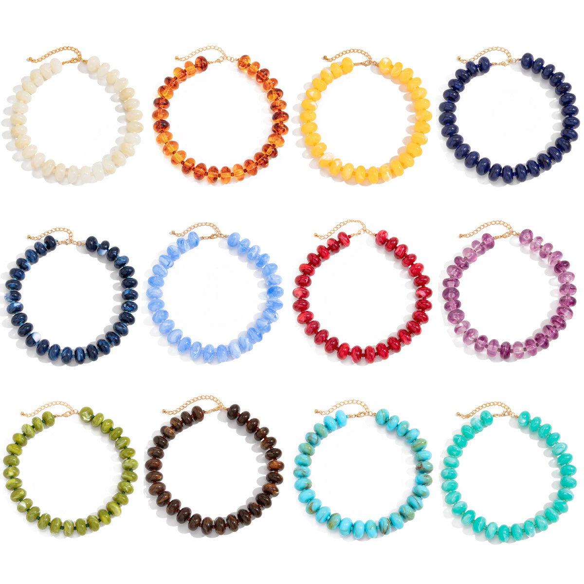 Bohemian Geometric Oval Gradient Resin Necklace for Women