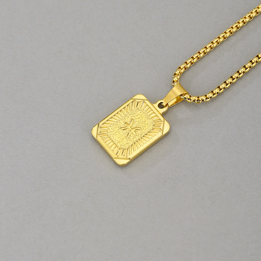 Collana con Pendente Zodiacale Geometrico Minimalista in Acciaio Inossidabile con Finitura Placcata per Uomo e Donna