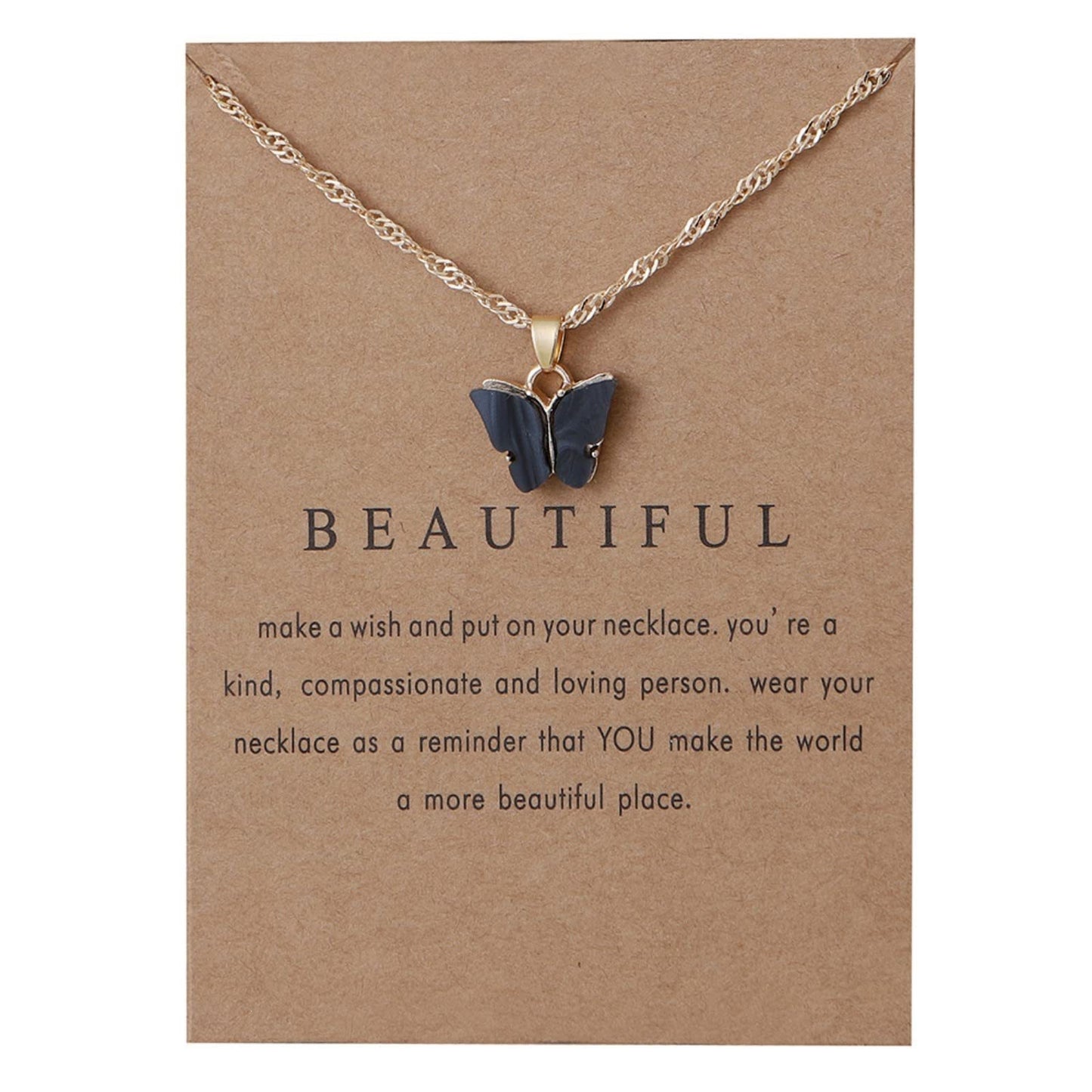 Sweet Minimalist Butterfly Acrylic Pendant Necklace for Women