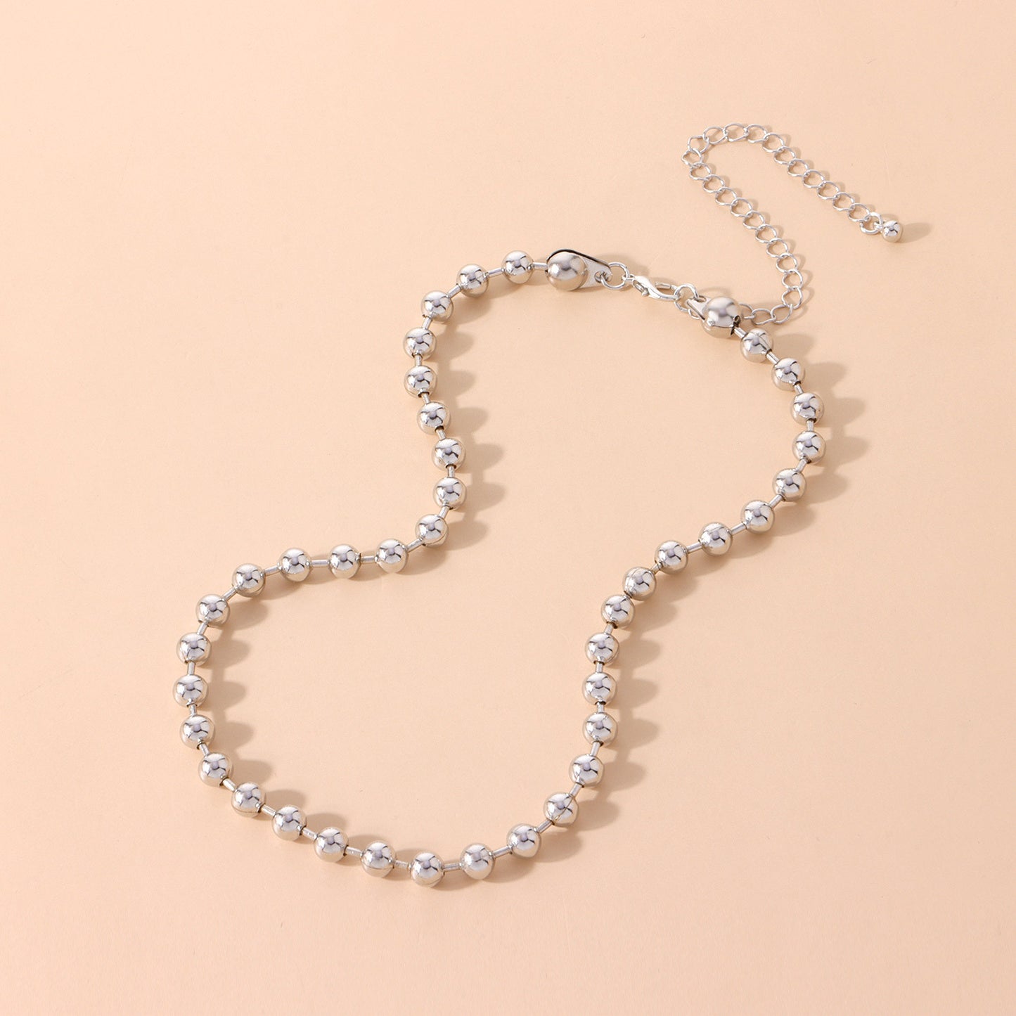 Minimalist European Style Spherical Collar Necklace for Women Alloy Ball Chain Geometric Pendant Jewelry