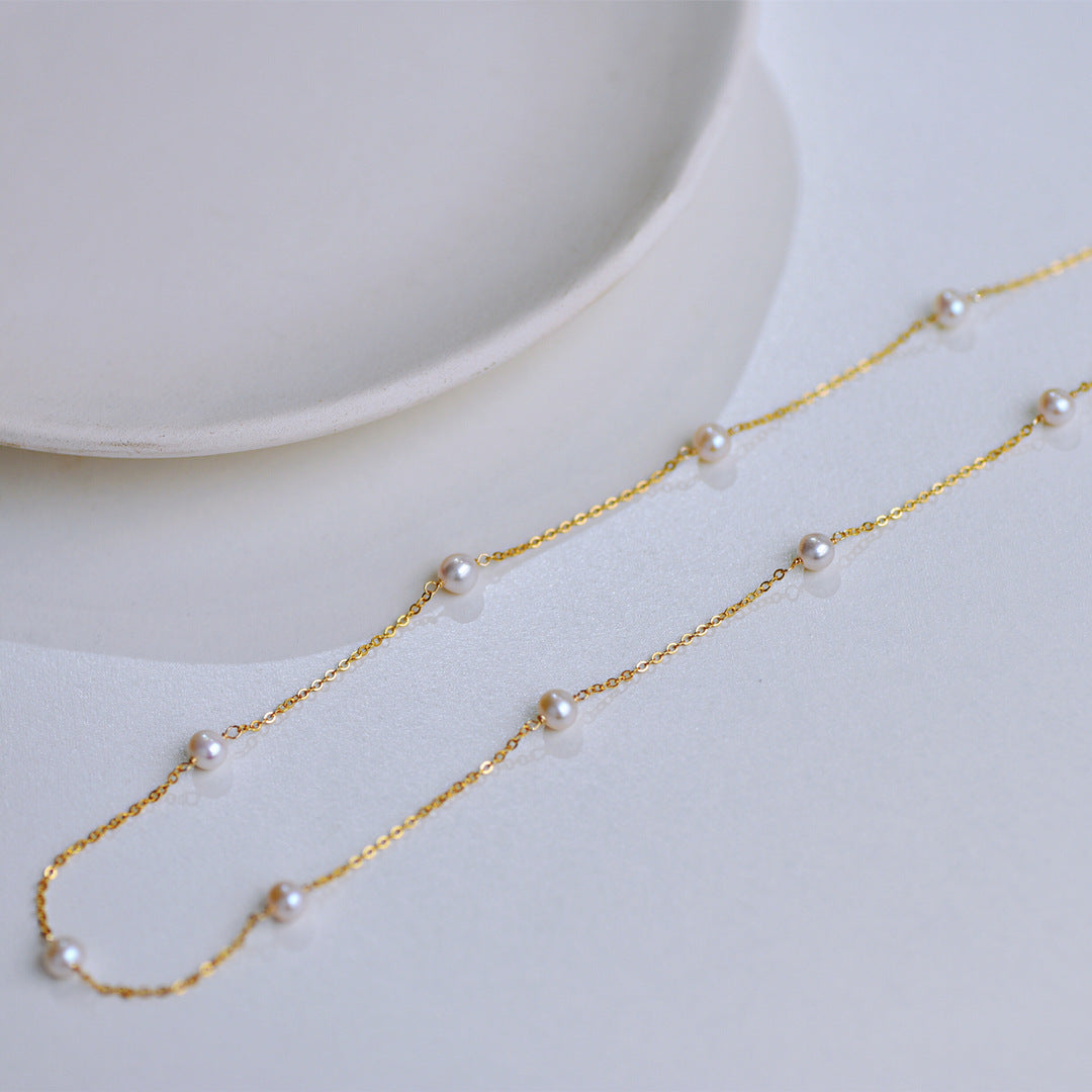 Minimalist Starry Sky Pearl Pendant Necklace for Women Titanium Steel Plated Clavicle Chain with Animal Shape Design